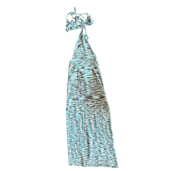 Jaded London Space Dye Knit Cut Out Maxi Dress Green Orange Multi Beach MEDIUM - Picture 3 of 6